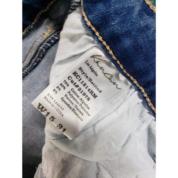Kan Can Jeans Size 15 Womens Blue Stretch Denim Pants Mid Rise Ladies Skinny - Picture 4 of 12